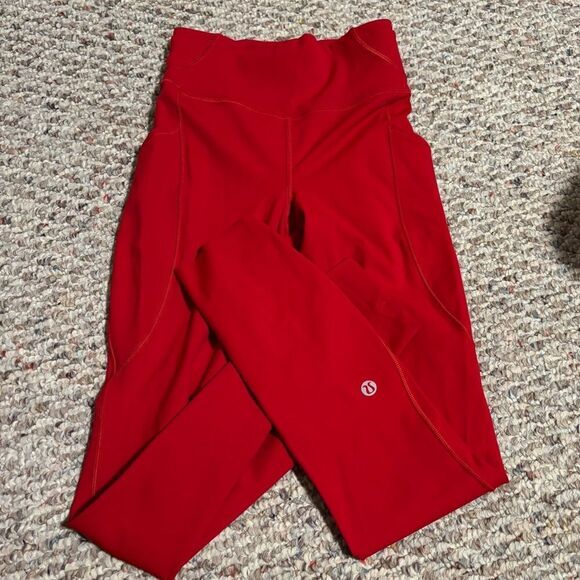 Lululemon Fast and Free High-Rise Tight 25” Pockets *Updated Dark Red- Size 2 - Picture 1 of 12